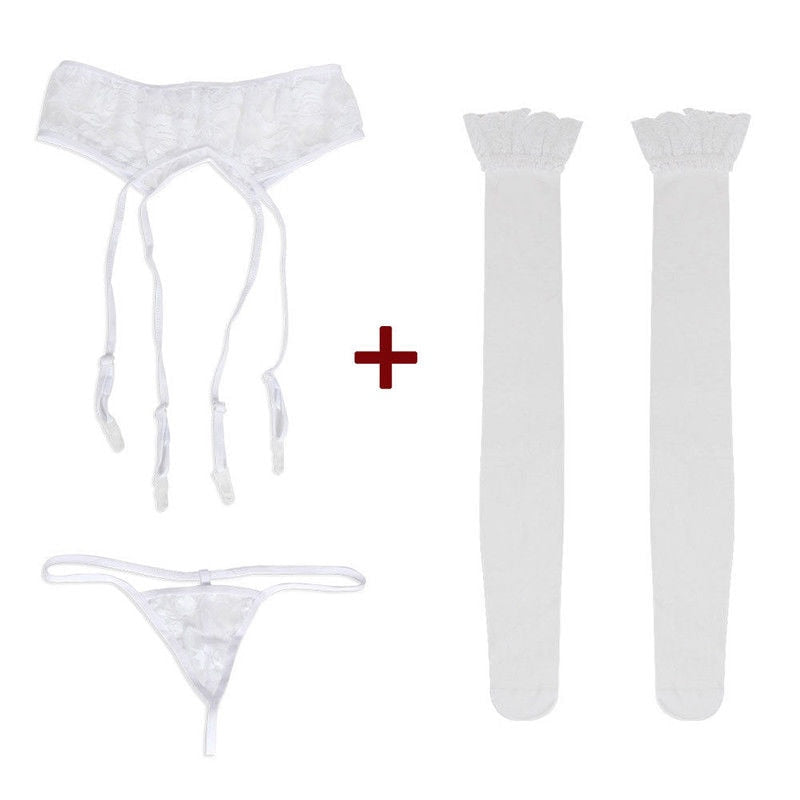 Fashionable Sexy Women's Babydoll Lace Stockings With Underwear & Belt