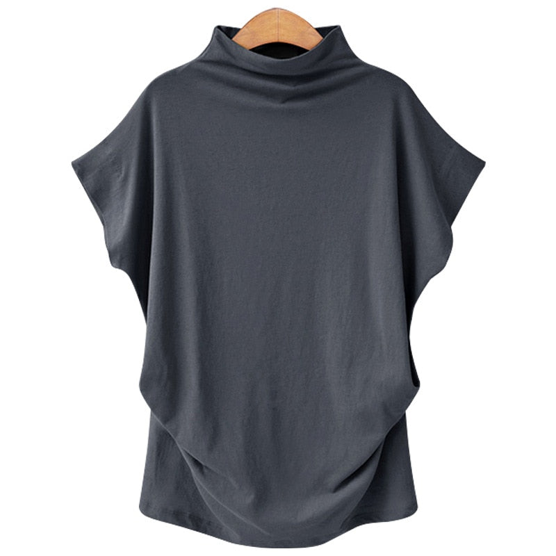 Summer Stylish Female O-neck Quality Cotton Blouse