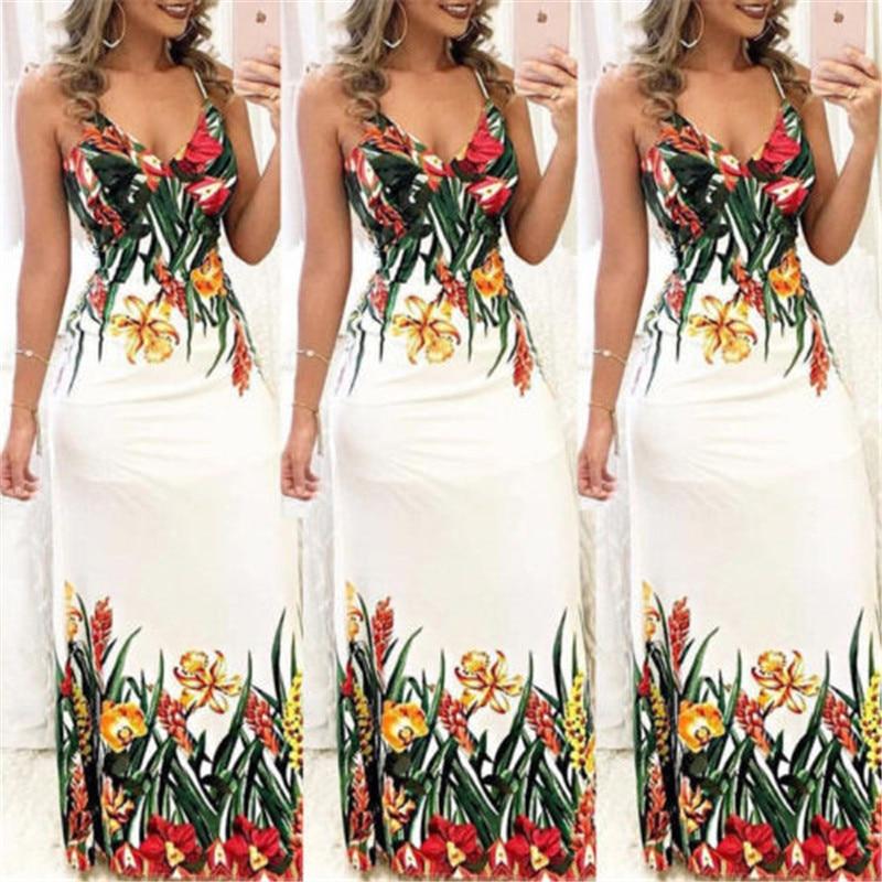 Boho Floral Printed Sleeveless Long Maxi Party Dress - Sheseelady
