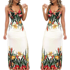 Boho Floral Printed Sleeveless Long Maxi Party Dress - Sheseelady