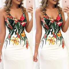 Boho Floral Printed Sleeveless Long Maxi Party Dress - Sheseelady