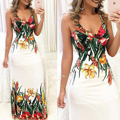 Boho Floral Printed Sleeveless Long Maxi Party Dress - Sheseelady