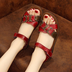 Casual Genuine Leather Sandals Women Wedge Sandals Platform Summer Shoes Ladies Sandalias Beach Shoes Chaussures Femme - Sheseelady
