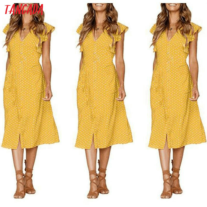 Polka Dot Dress For Women Office Midi