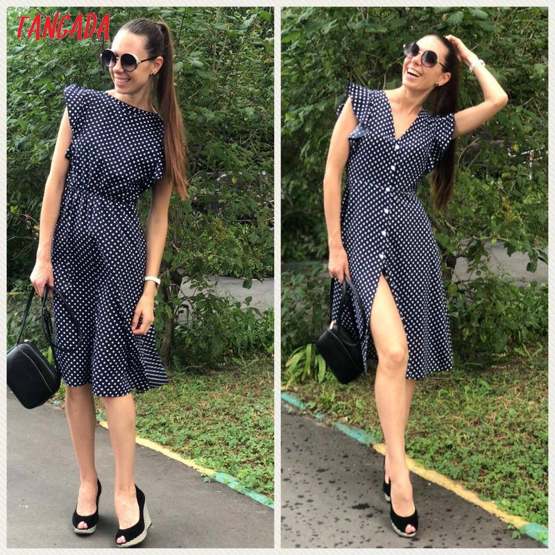 Polka Dot Dress For Women Office Midi