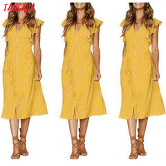 Polka Dot Dress For Women Office Midi