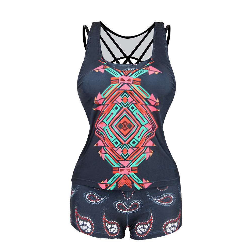 Stylish Leisure Women's Push Up Swimsuit With Backless Vest