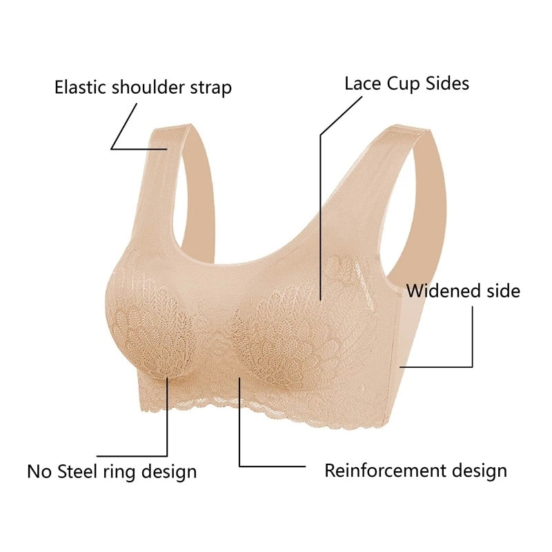 Sexy Skin-friendly Women's Seamless Latex Bras Plus Size 2Pcs