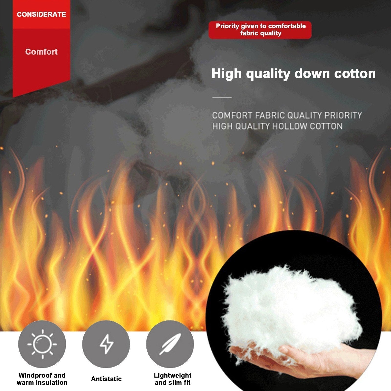 Men's Heated Vest with Stand-up Collar Carbon Fiber 4 Heating Zones 3-Level Temperature Control