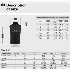 Men's Heated Vest with Stand-up Collar Carbon Fiber 4 Heating Zones 3-Level Temperature Control