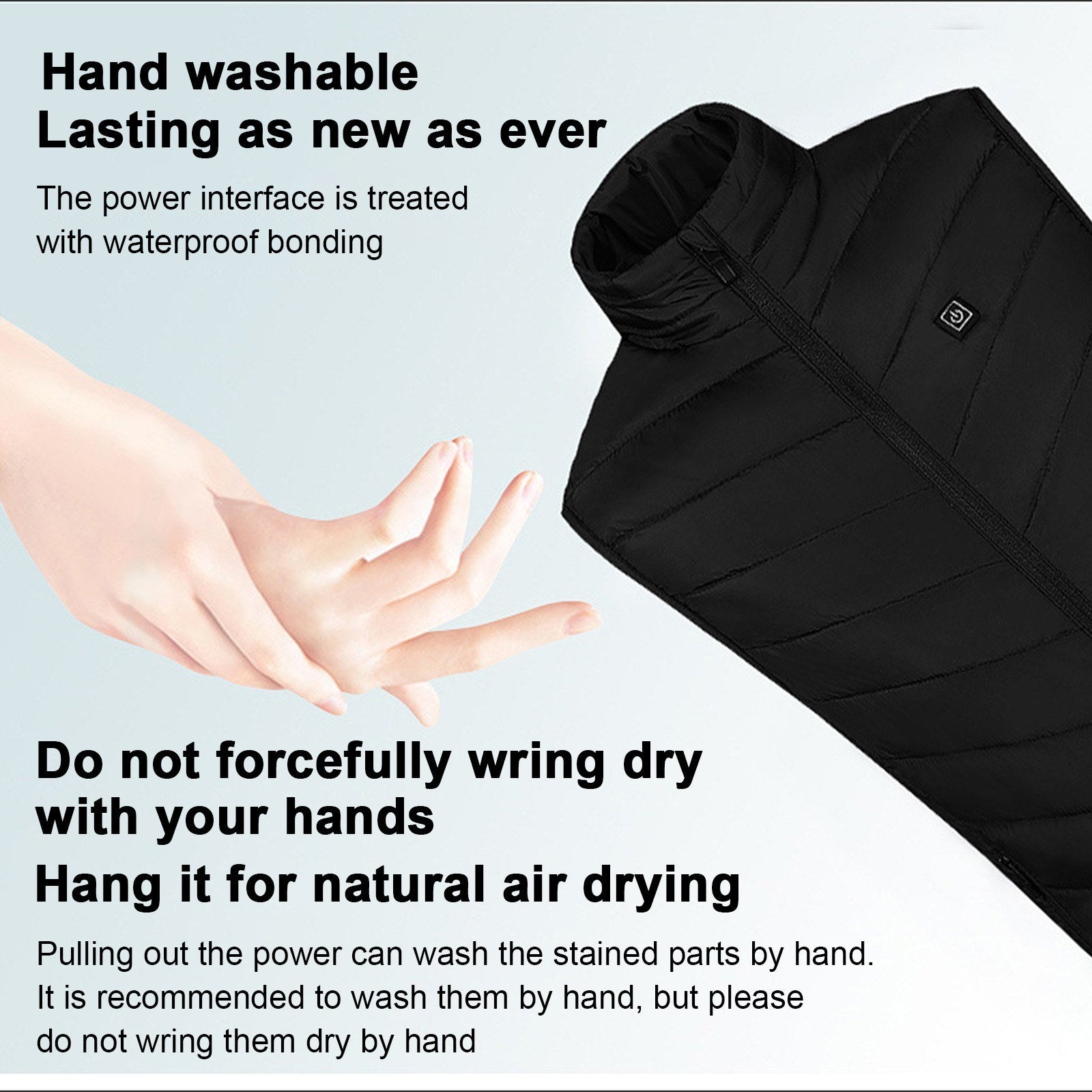 Men's Heated Vest with Stand-up Collar Carbon Fiber 4 Heating Zones 3-Level Temperature Control