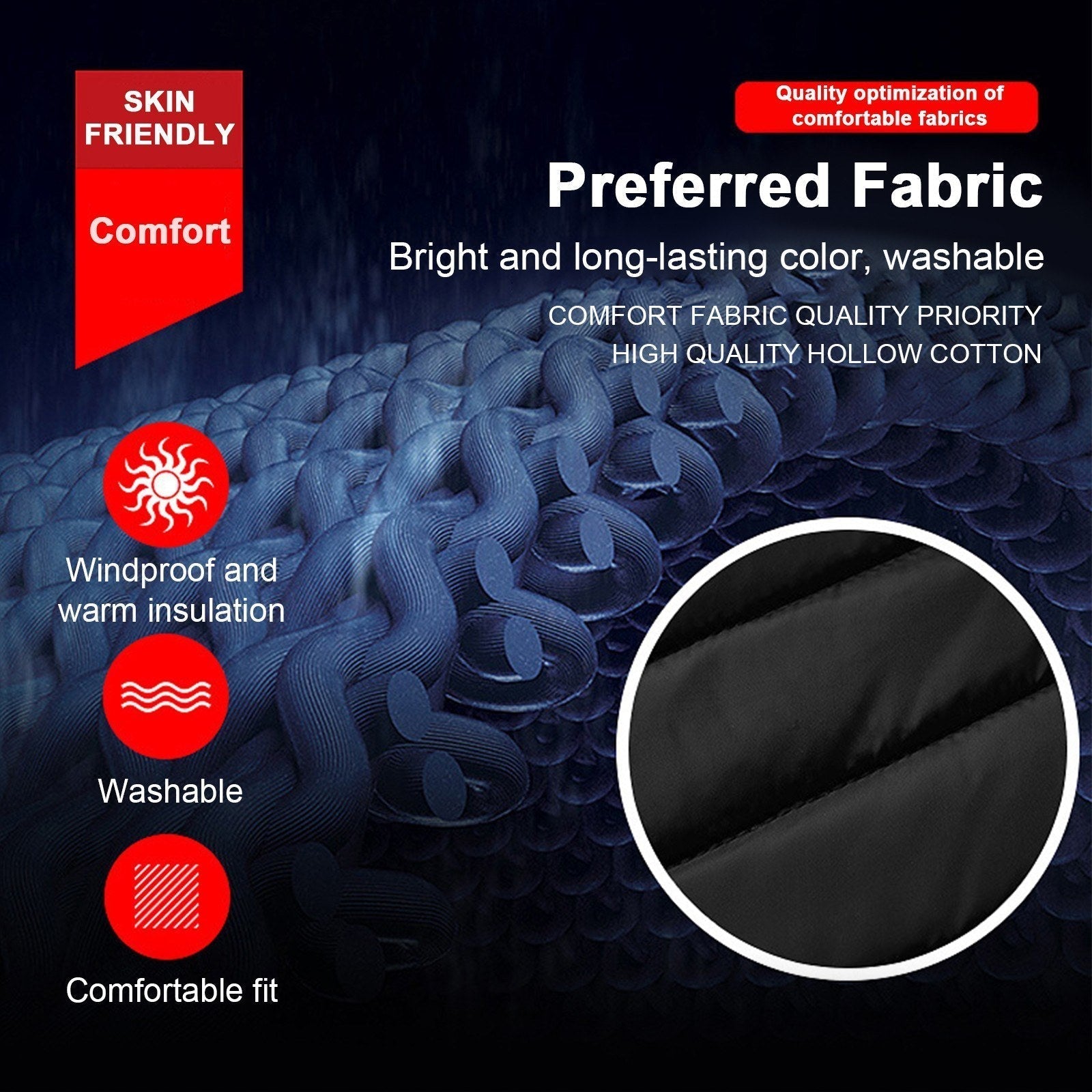 Men's Heated Vest with Stand-up Collar Carbon Fiber 4 Heating Zones 3-Level Temperature Control