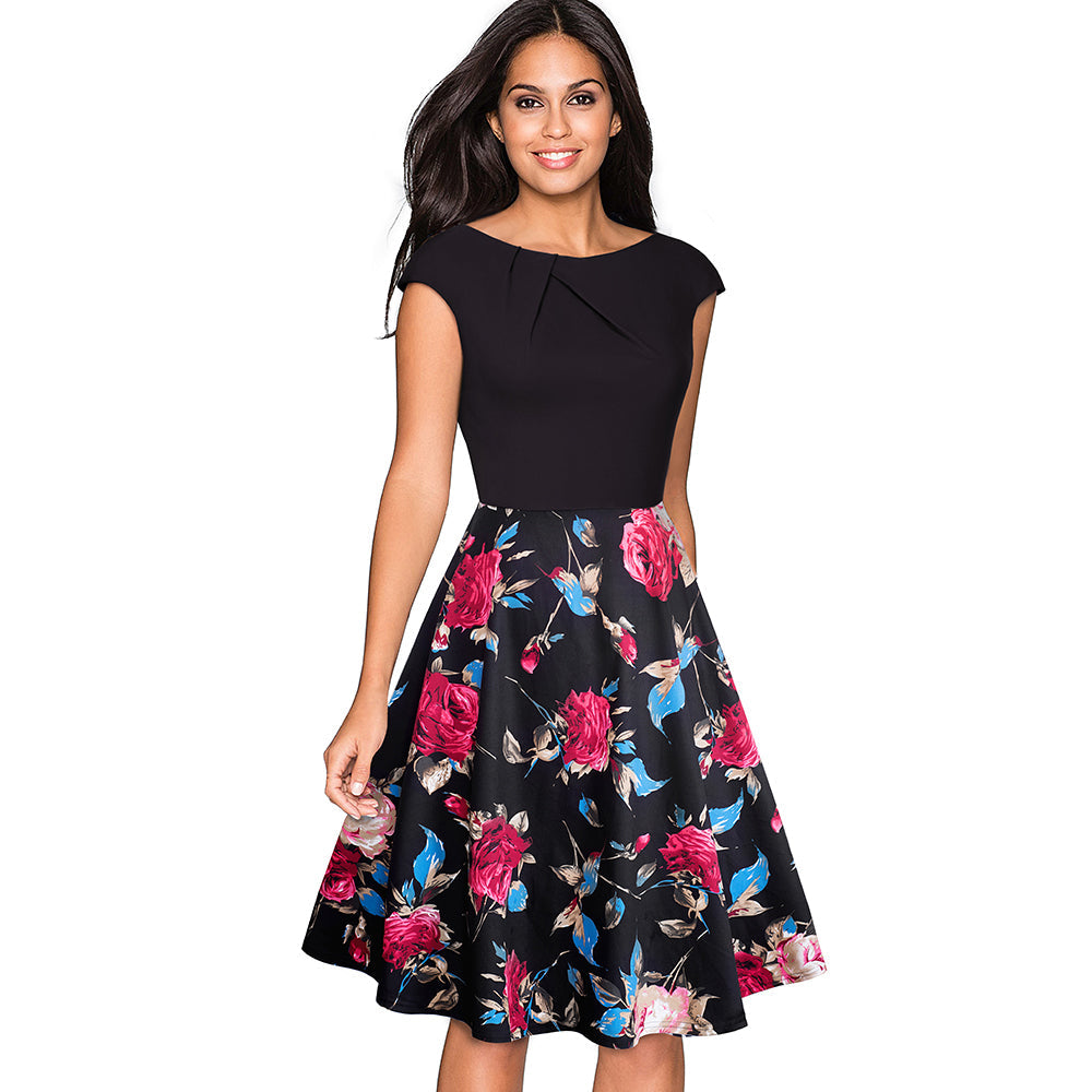 Elegant Ruched Cap Sleeve Casual Party Dress - Sheseelady