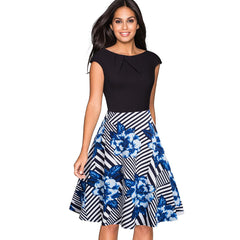 Elegant Ruched Cap Sleeve Casual Party Dress - Sheseelady