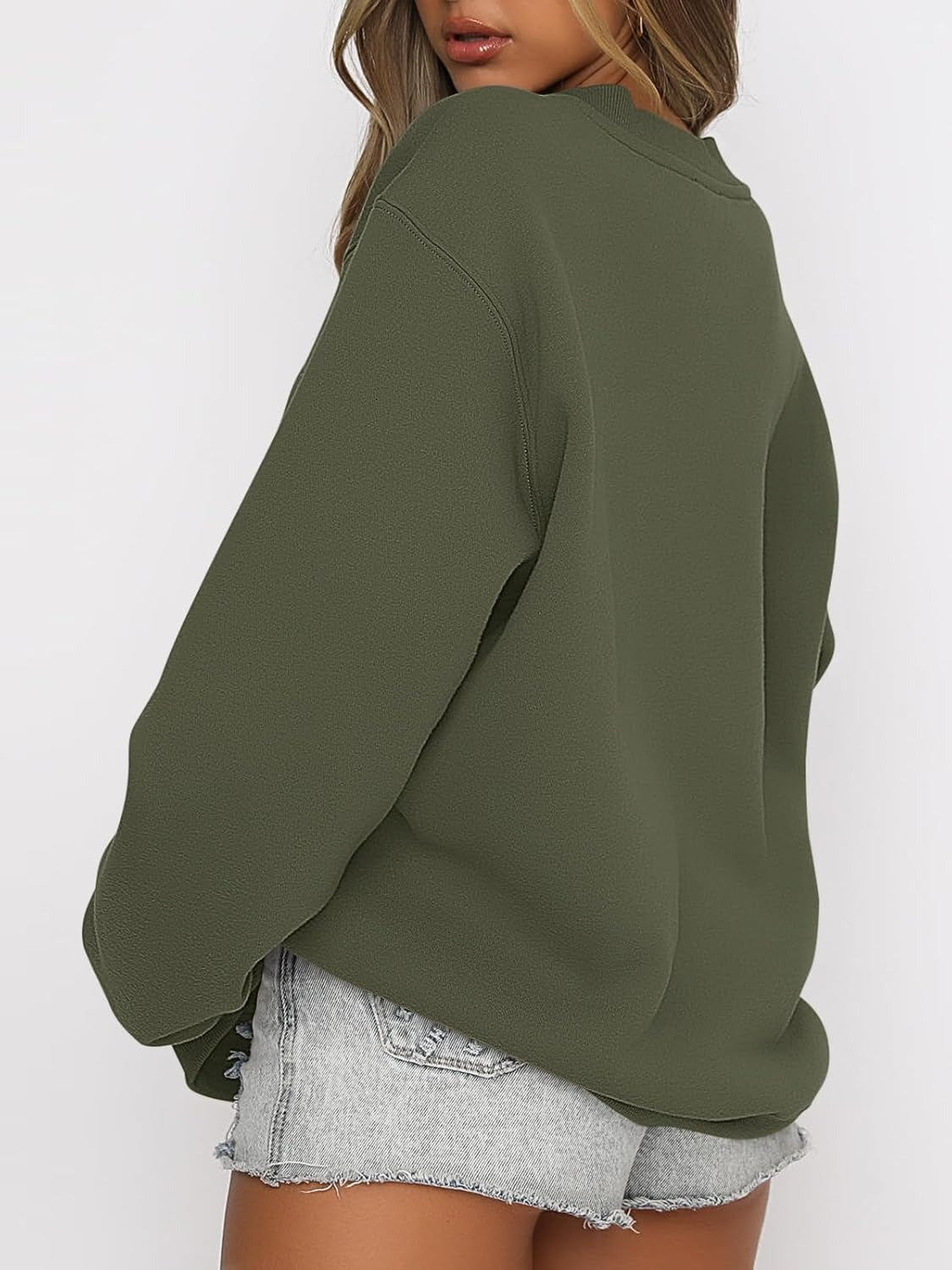 Oversized Crewneck Sweatshirt - Women's Teen Girls Fleece Pullover Sweater Top