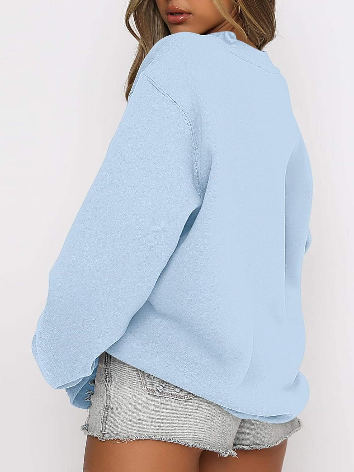 Oversized Crewneck Sweatshirt - Women's Teen Girls Fleece Pullover Sweater Top