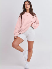 Oversized Crewneck Sweatshirt - Women's Teen Girls Fleece Pullover Sweater Top