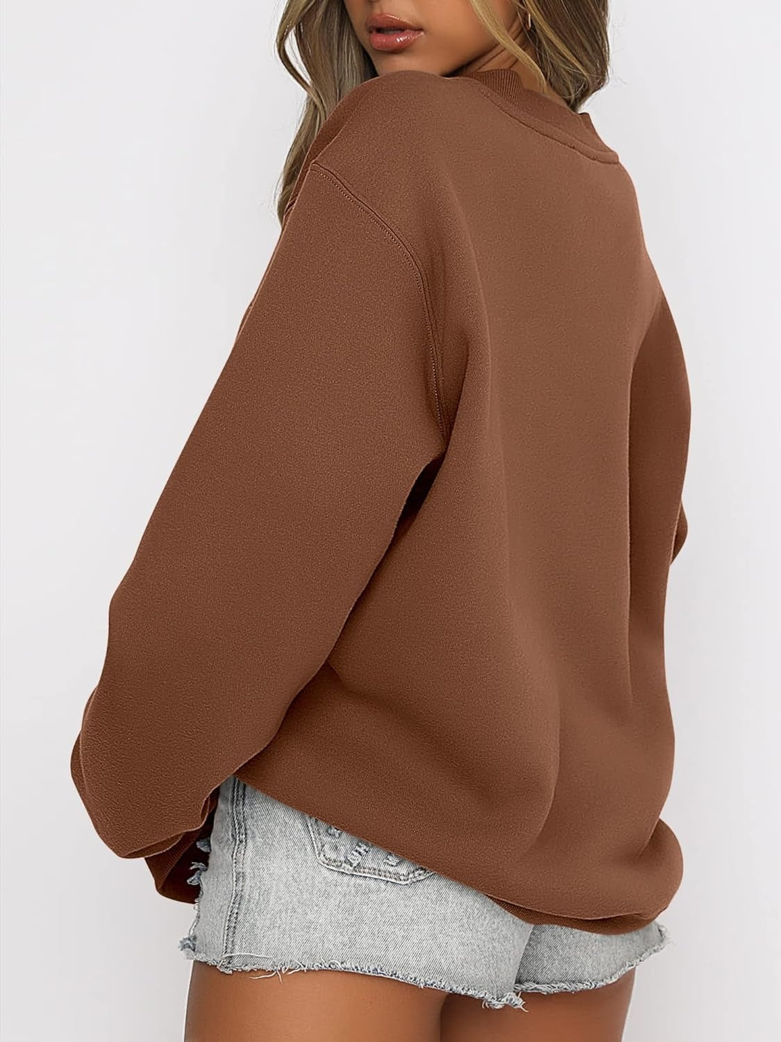 Oversized Crewneck Sweatshirt - Women's Teen Girls Fleece Pullover Sweater Top