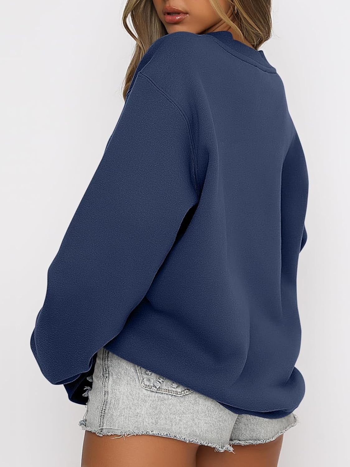 Oversized Crewneck Sweatshirt - Women's Teen Girls Fleece Pullover Sweater Top