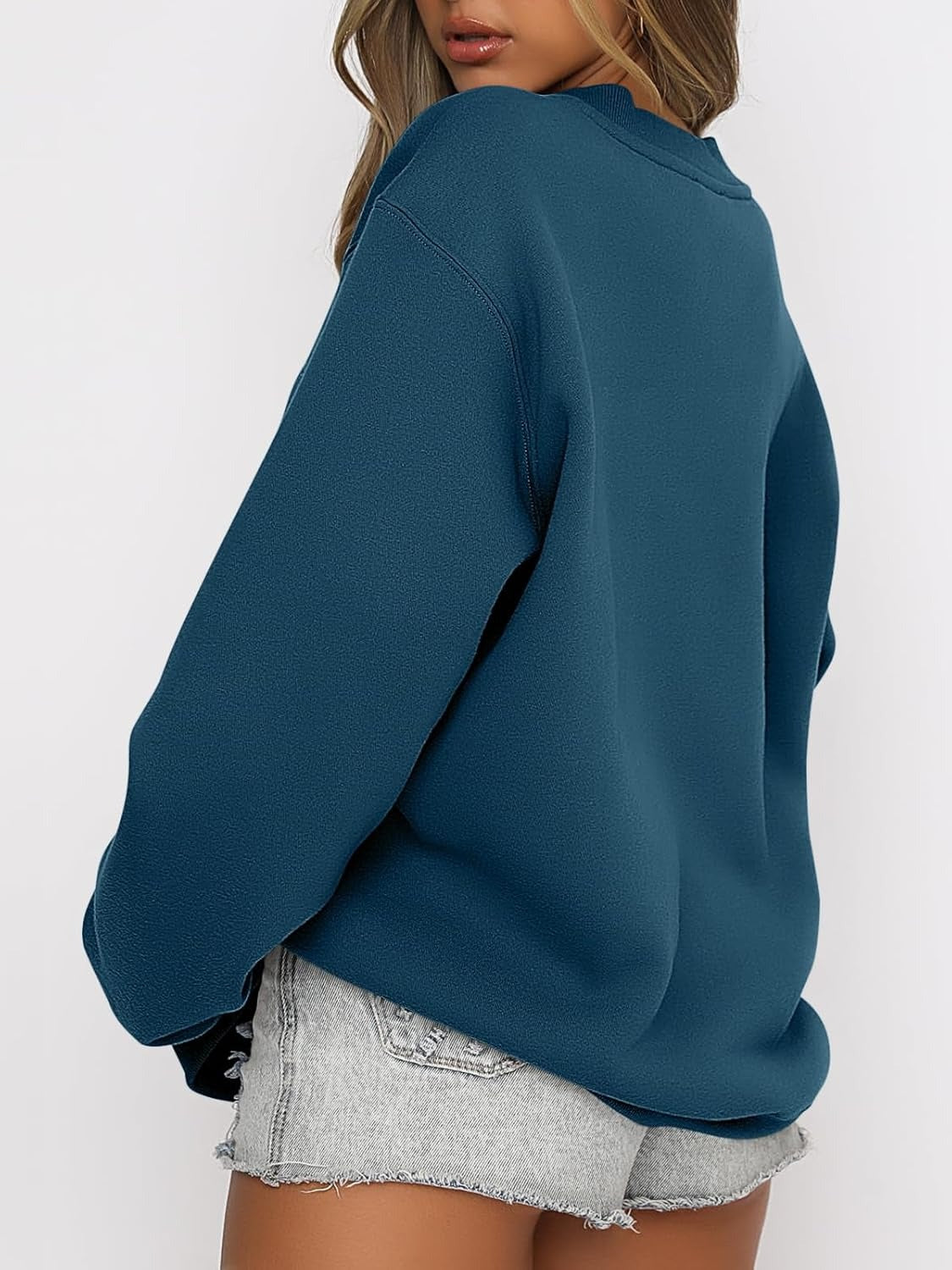 Oversized Crewneck Sweatshirt - Women's Teen Girls Fleece Pullover Sweater Top