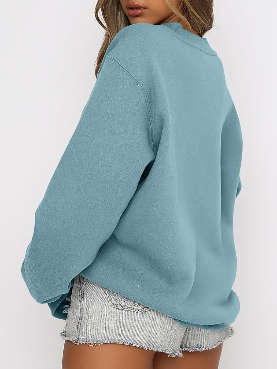 Oversized Crewneck Sweatshirt - Women's Teen Girls Fleece Pullover Sweater Top