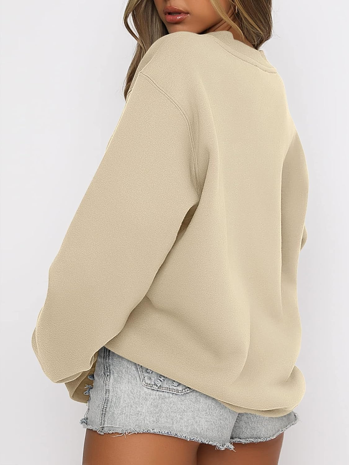 Oversized Crewneck Sweatshirt - Women's Teen Girls Fleece Pullover Sweater Top