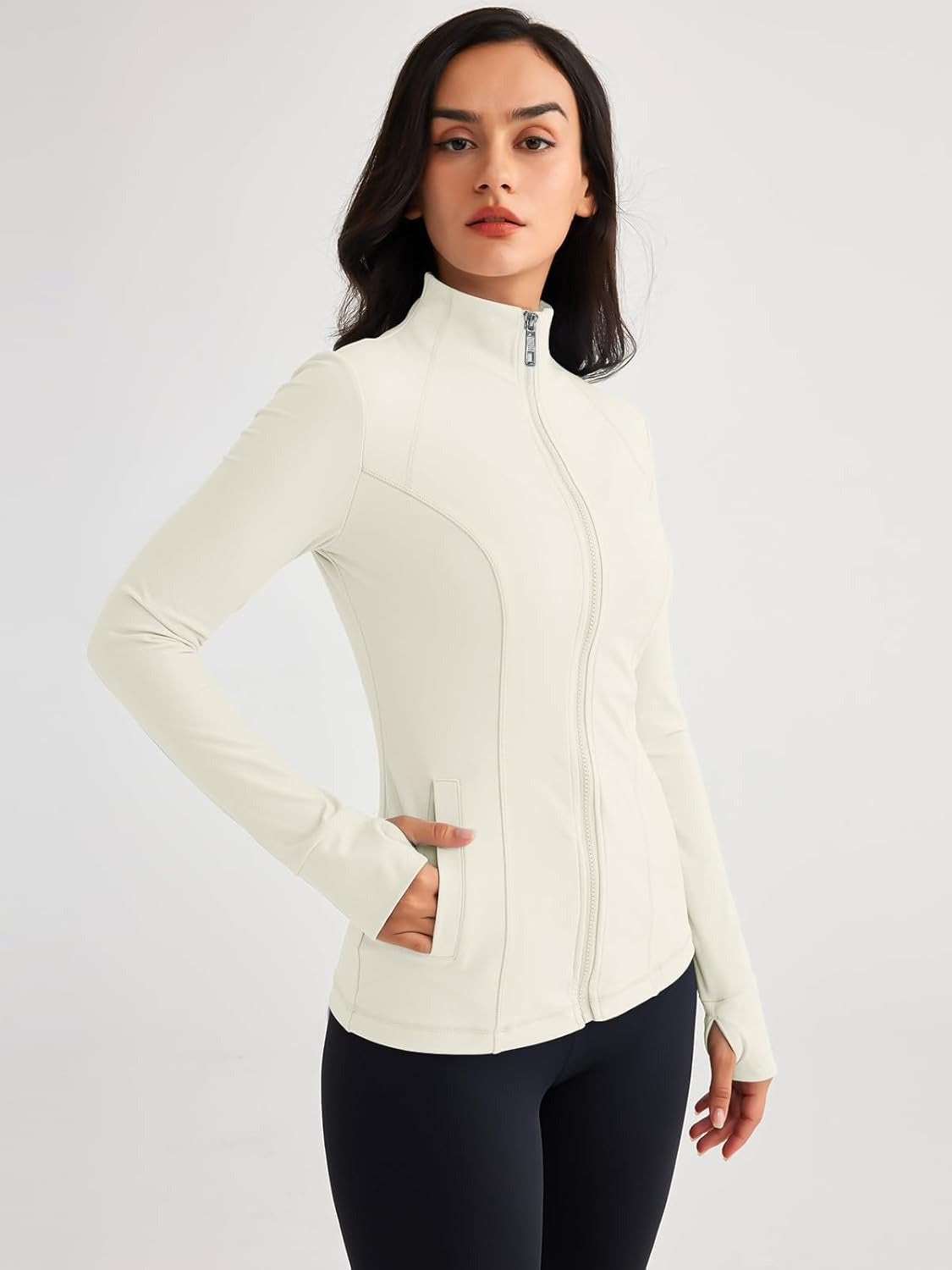 Women’s Full Zip Athletic Jacket – Breathable Lightweight Zip-Up Hoodie with Stand-Up Collar