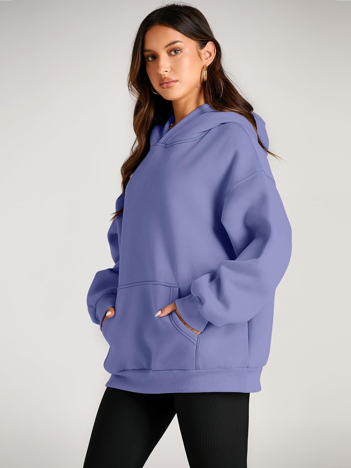 Women’s Oversized Fleece Hoodie – Cozy Pullover Sweatshirt with Pocket for Fall & Winter