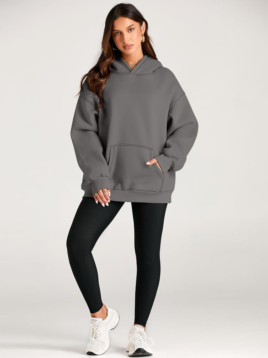 Women’s Oversized Fleece Hoodie – Cozy Pullover Sweatshirt with Pocket for Fall & Winter