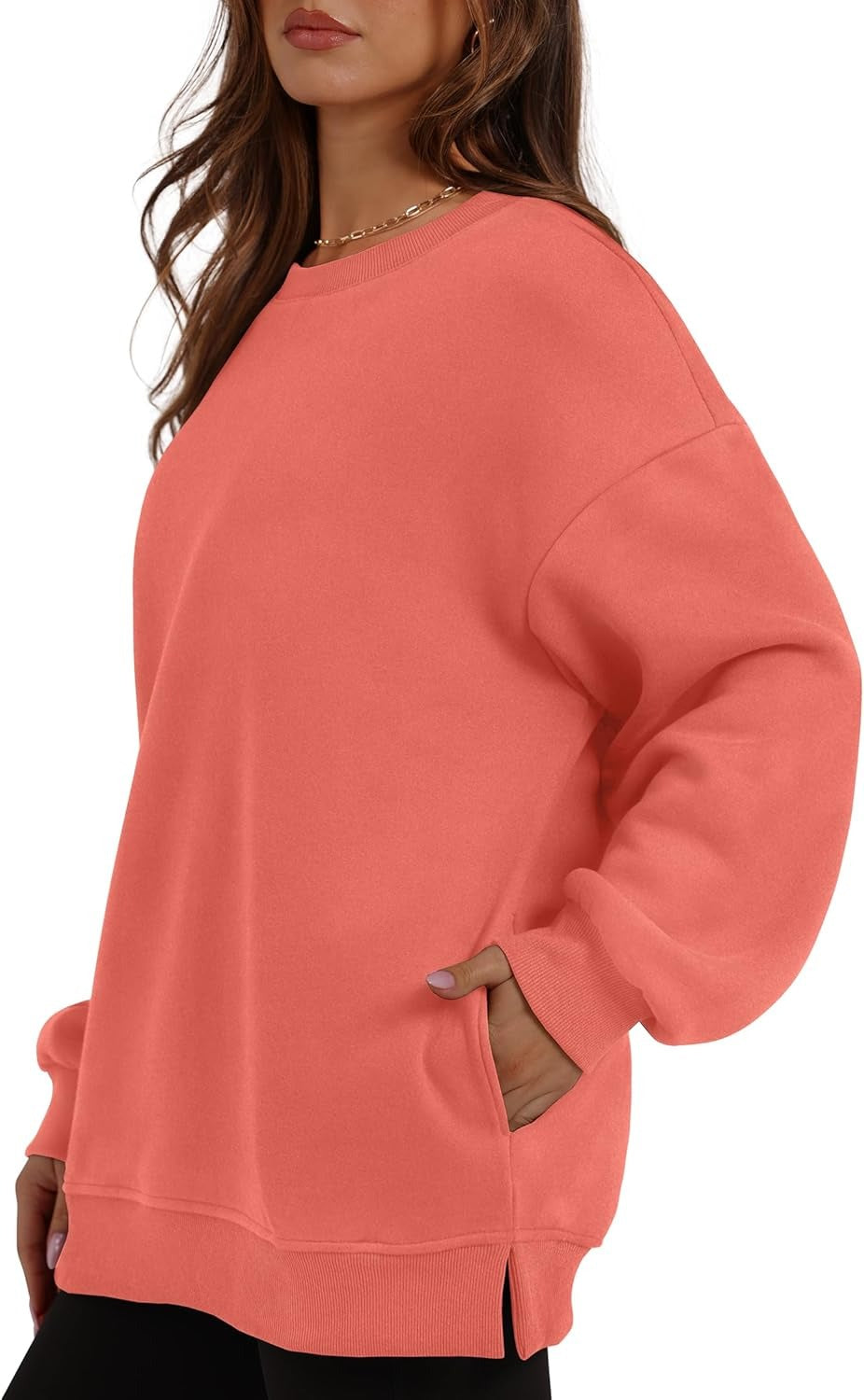 Women's Oversized Crewneck Sweatshirt - Fall Fashion Fleece Pullover with Pockets