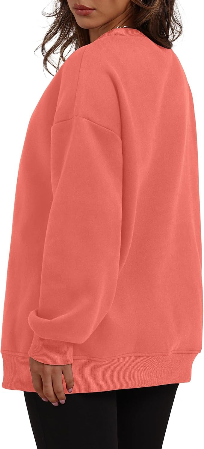 Women's Oversized Crewneck Sweatshirt - Fall Fashion Fleece Pullover with Pockets