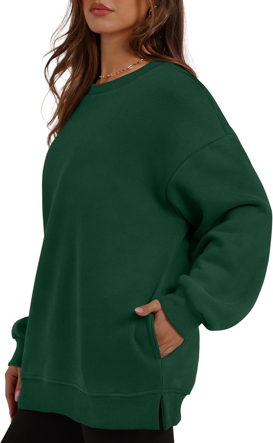 Women's Oversized Crewneck Sweatshirt - Fall Fashion Fleece Pullover with Pockets