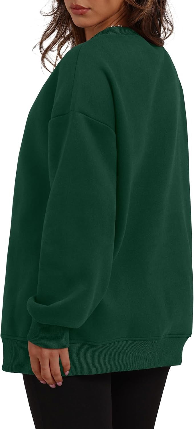Women's Oversized Crewneck Sweatshirt - Fall Fashion Fleece Pullover with Pockets
