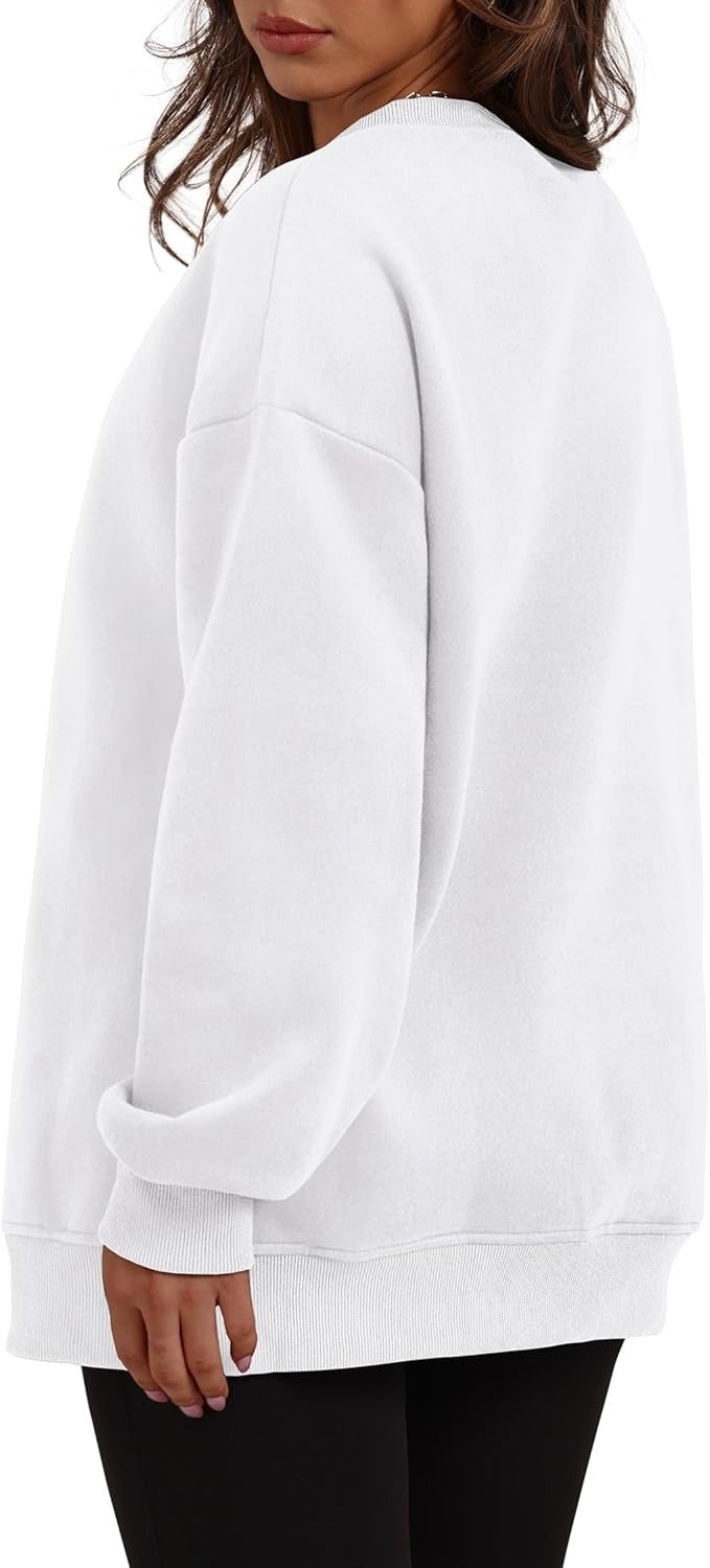 Women's Oversized Crewneck Sweatshirt - Fall Fashion Fleece Pullover with Pockets