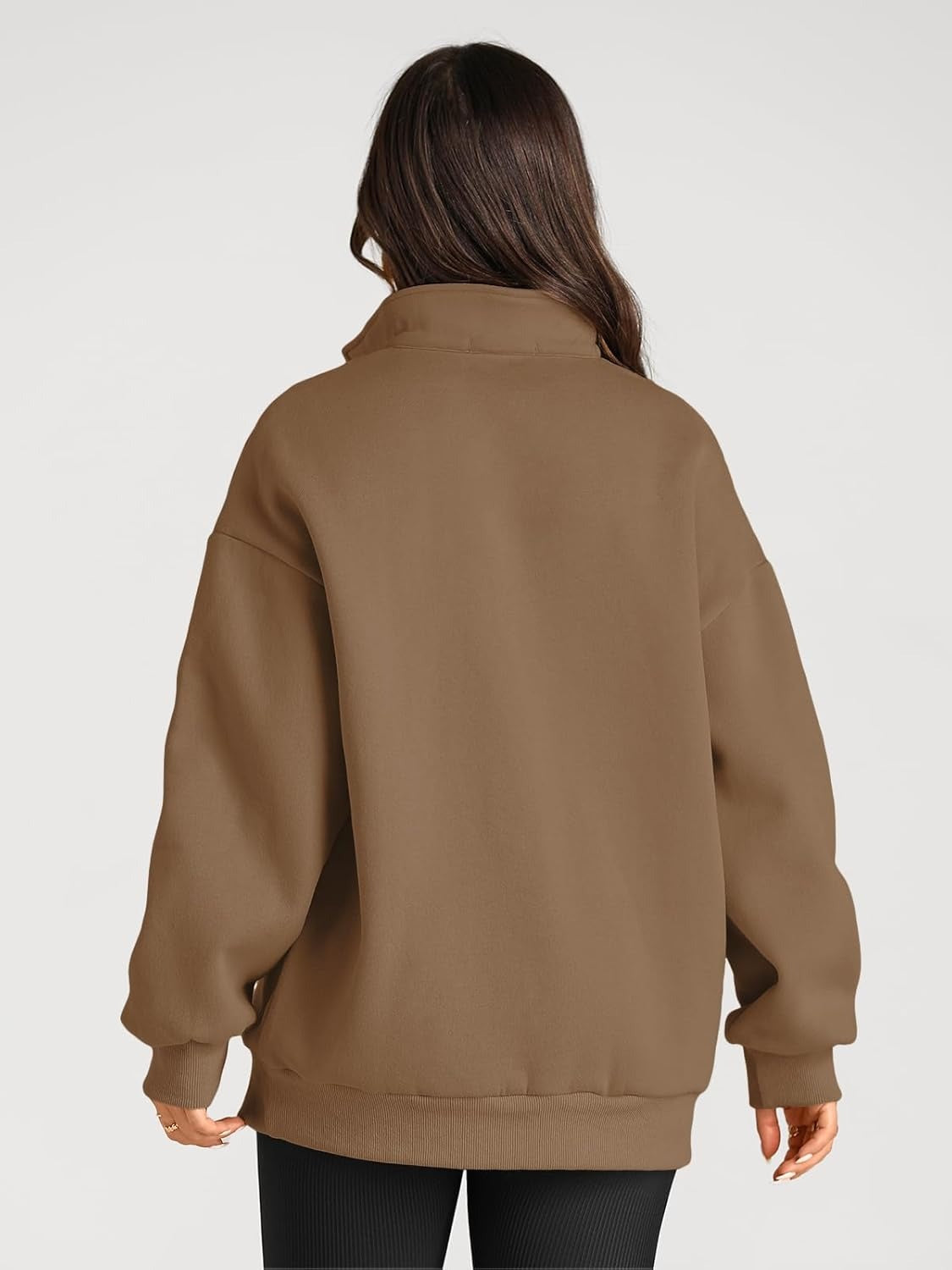 Women’s Oversized Half-Zip Pullover – Cozy Fleece Hoodie with Drop Shoulder & Quarter-Zip Design – Casual Fall and Winter Sweatshirt