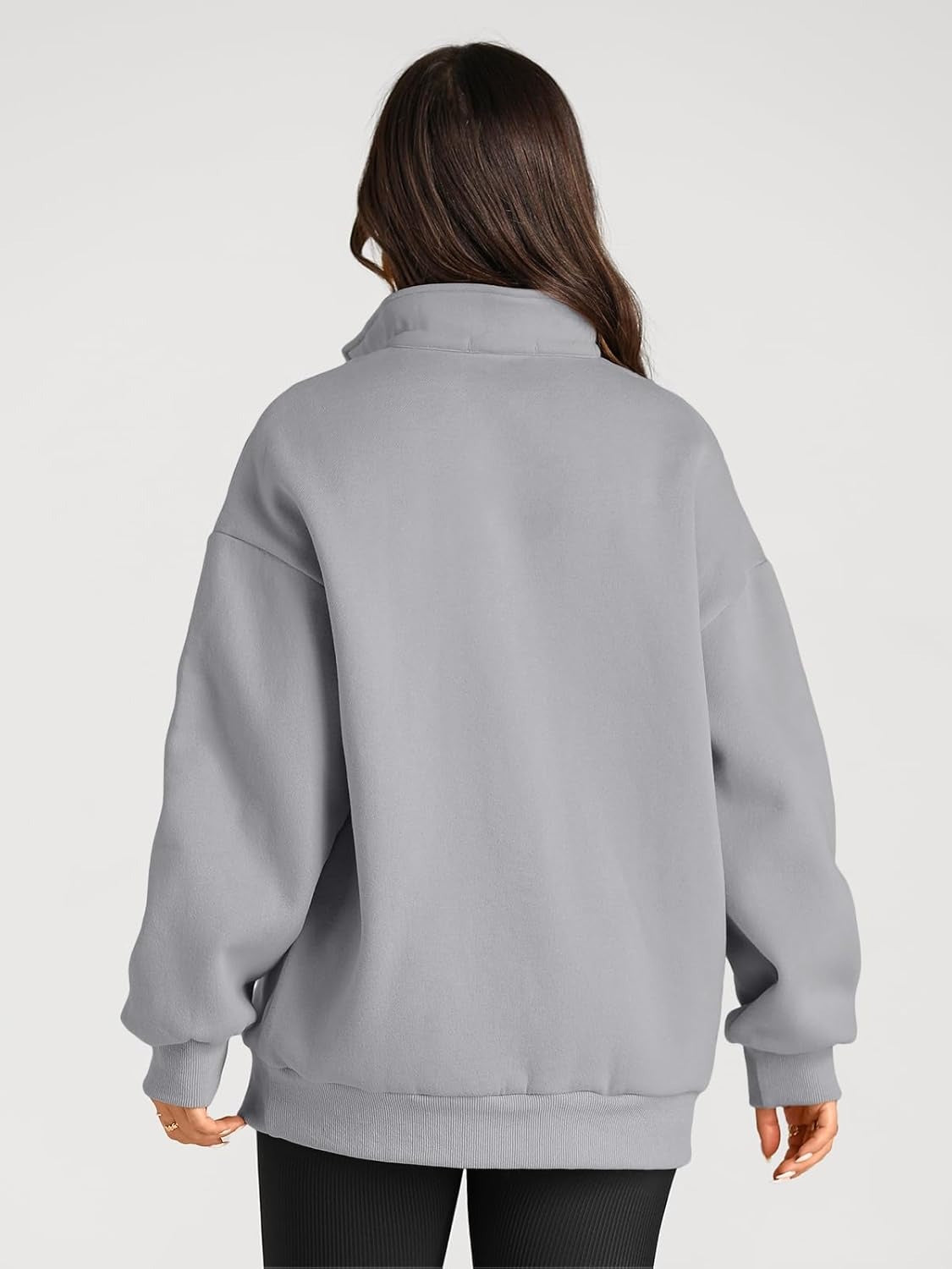 Women’s Oversized Half-Zip Pullover – Cozy Fleece Hoodie with Drop Shoulder & Quarter-Zip Design – Casual Fall and Winter Sweatshirt