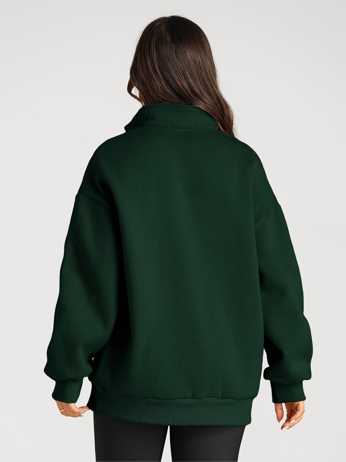 Women’s Oversized Half-Zip Pullover – Cozy Fleece Hoodie with Drop Shoulder & Quarter-Zip Design – Casual Fall and Winter Sweatshirt