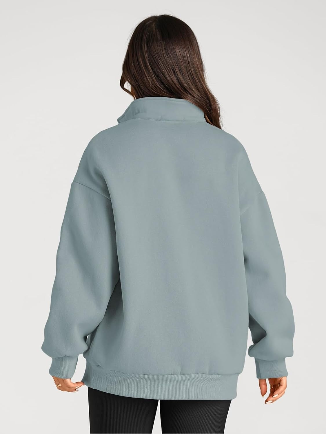 Women’s Oversized Half-Zip Pullover – Cozy Fleece Hoodie with Drop Shoulder & Quarter-Zip Design – Casual Fall and Winter Sweatshirt