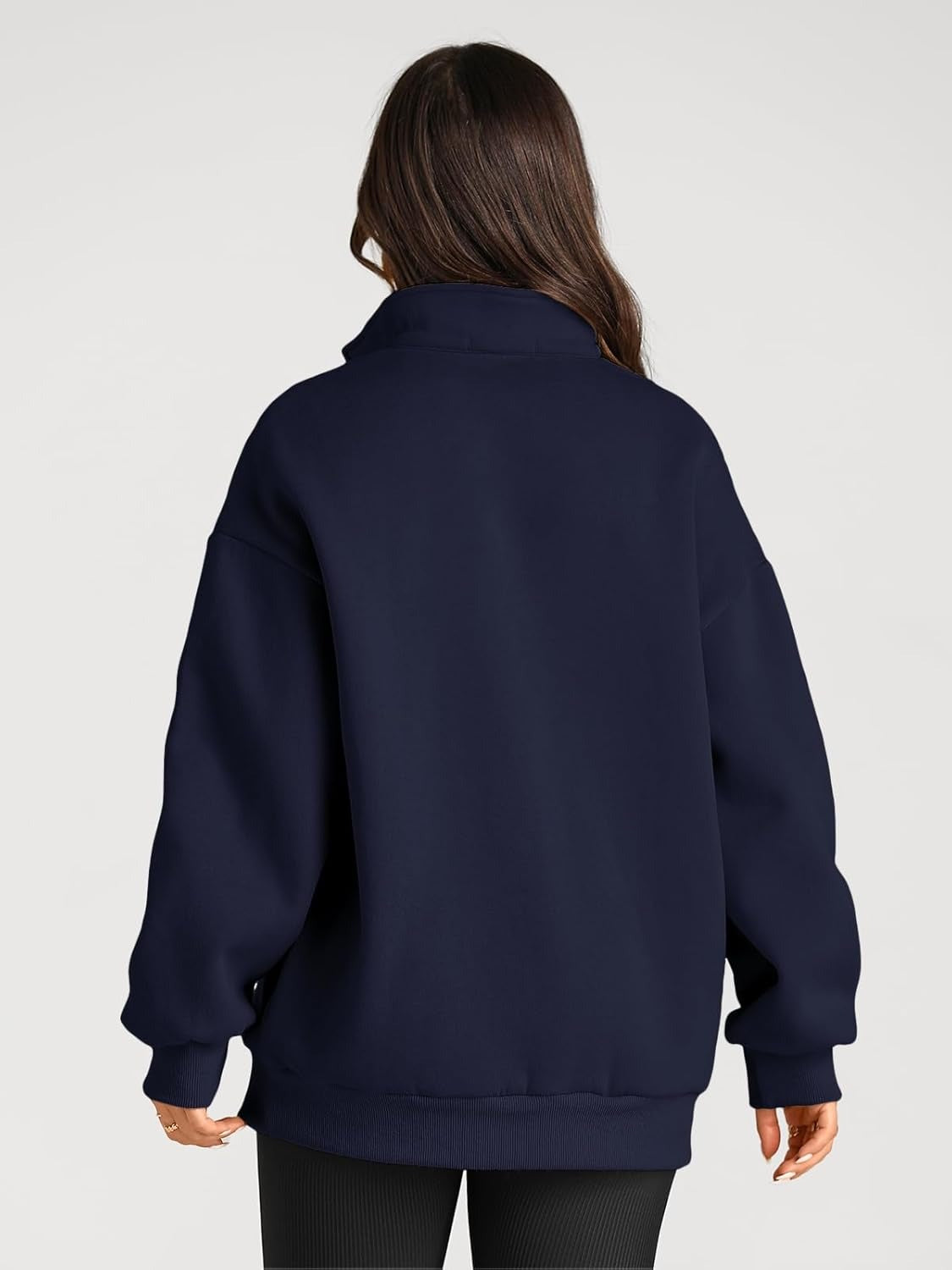 Women’s Oversized Half-Zip Pullover – Cozy Fleece Hoodie with Drop Shoulder & Quarter-Zip Design – Casual Fall and Winter Sweatshirt