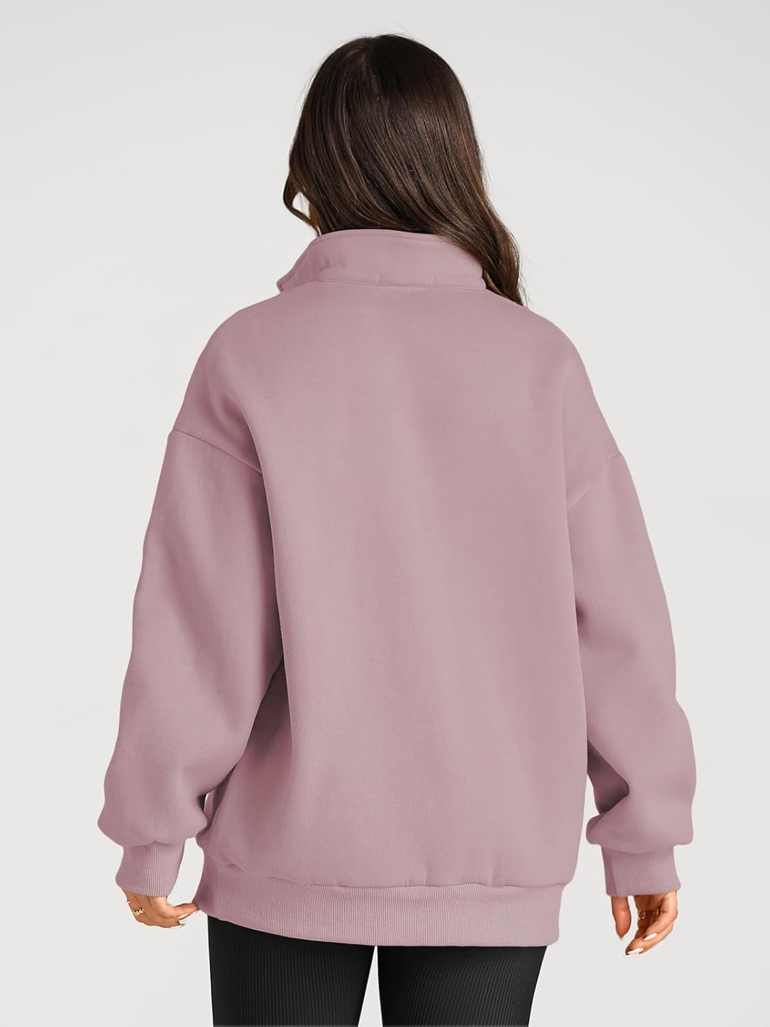 Women’s Oversized Half-Zip Pullover – Cozy Fleece Hoodie with Drop Shoulder & Quarter-Zip Design – Casual Fall and Winter Sweatshirt