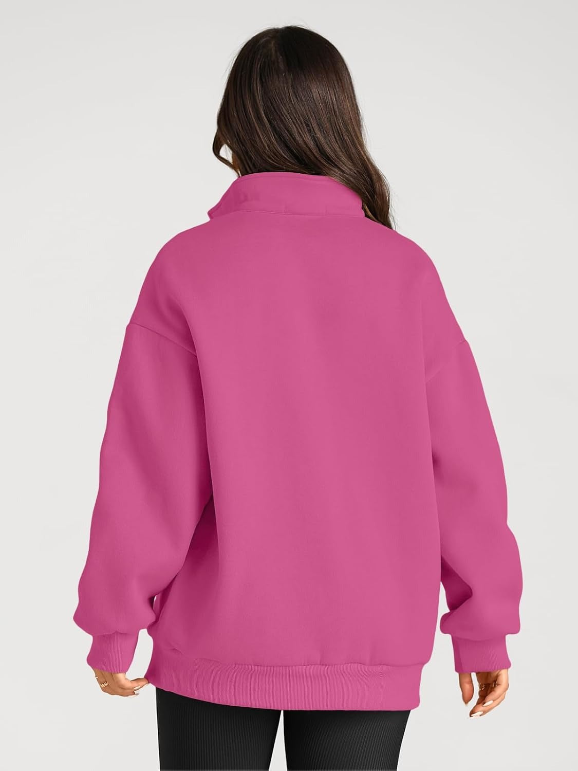 Women’s Oversized Half-Zip Pullover – Cozy Fleece Hoodie with Drop Shoulder & Quarter-Zip Design – Casual Fall and Winter Sweatshirt