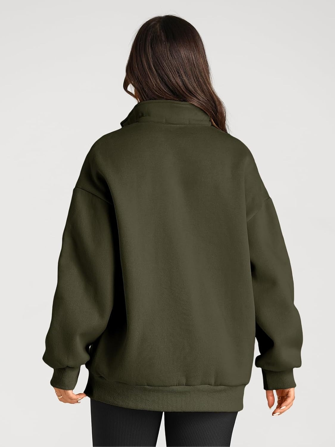 Women’s Oversized Half-Zip Pullover – Cozy Fleece Hoodie with Drop Shoulder & Quarter-Zip Design – Casual Fall and Winter Sweatshirt