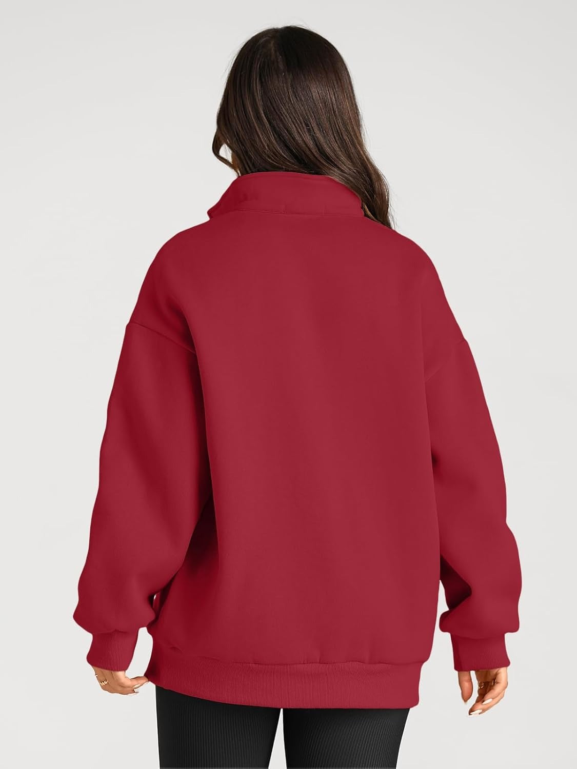 Women’s Oversized Half-Zip Pullover – Cozy Fleece Hoodie with Drop Shoulder & Quarter-Zip Design – Casual Fall and Winter Sweatshirt