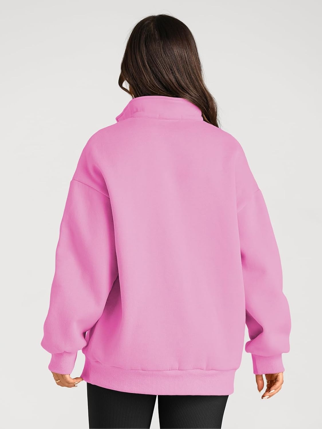 Women’s Oversized Half-Zip Pullover – Cozy Fleece Hoodie with Drop Shoulder & Quarter-Zip Design – Casual Fall and Winter Sweatshirt