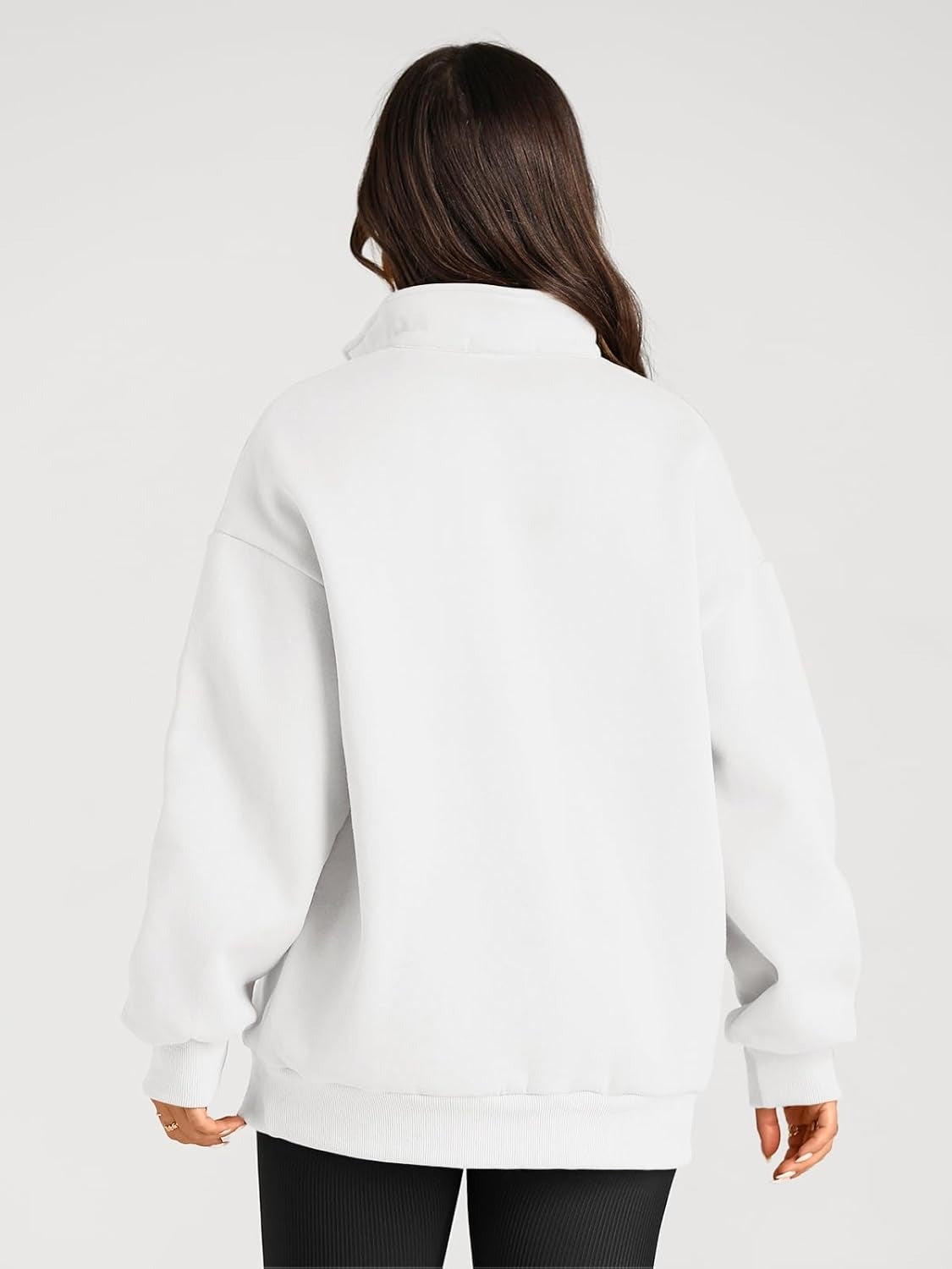 Women’s Oversized Half-Zip Pullover – Cozy Fleece Hoodie with Drop Shoulder & Quarter-Zip Design – Casual Fall and Winter Sweatshirt