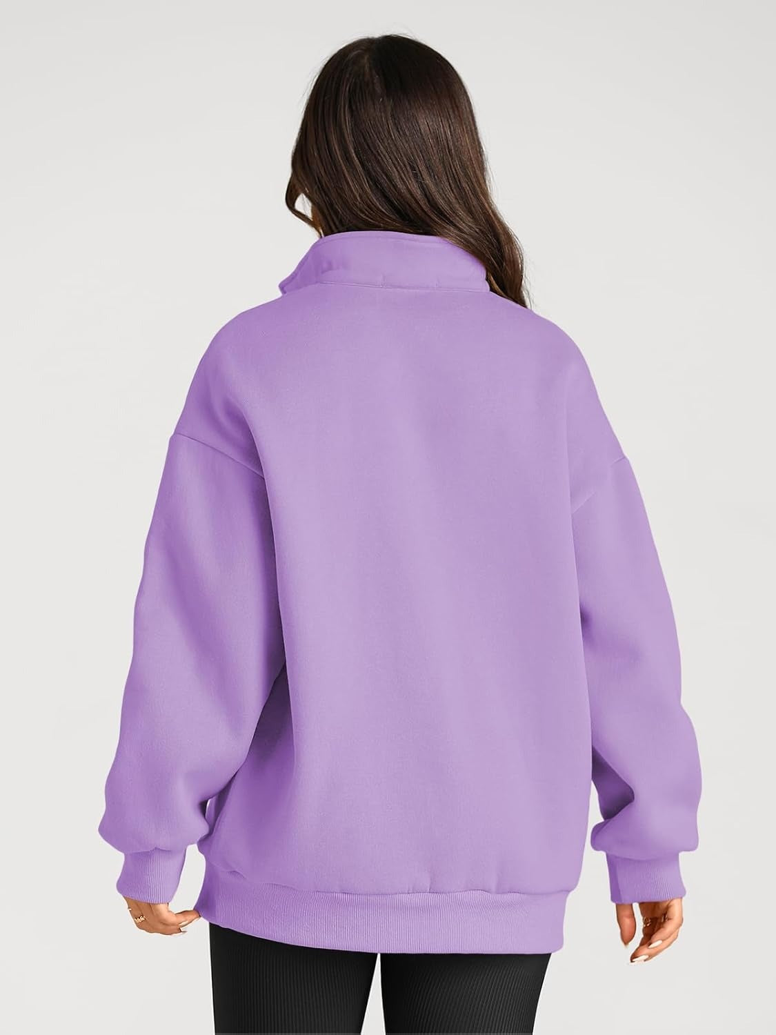 Women’s Oversized Half-Zip Pullover – Cozy Fleece Hoodie with Drop Shoulder & Quarter-Zip Design – Casual Fall and Winter Sweatshirt