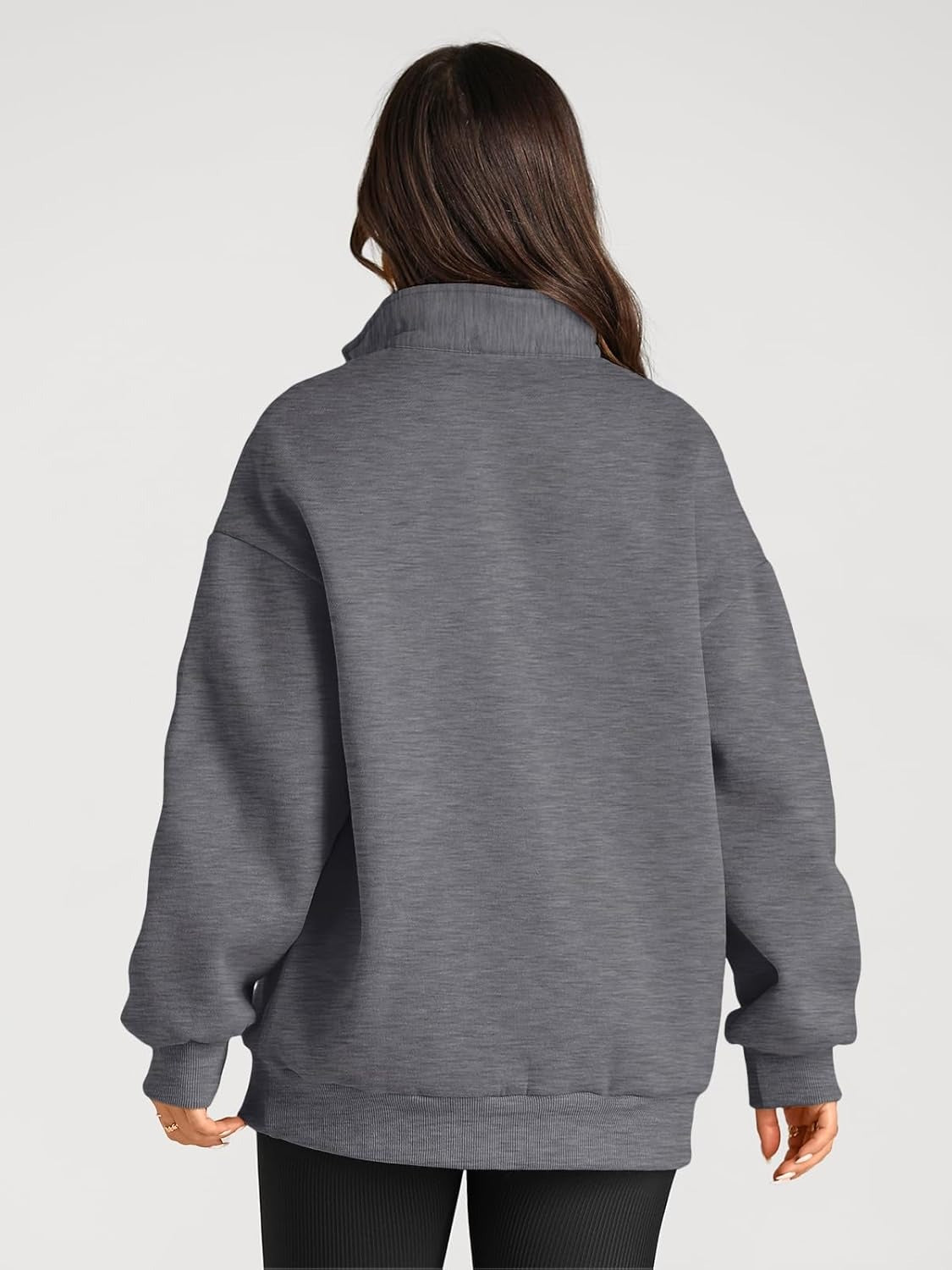 Women’s Oversized Half-Zip Pullover – Cozy Fleece Hoodie with Drop Shoulder & Quarter-Zip Design – Casual Fall and Winter Sweatshirt