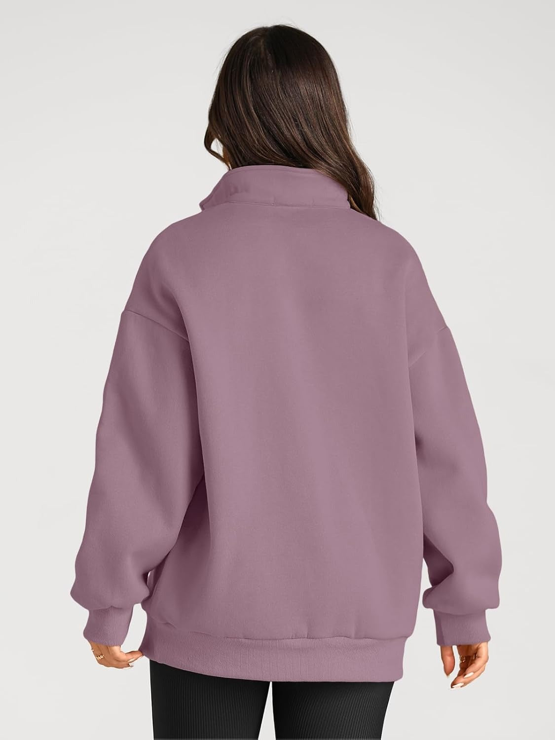 Women’s Oversized Half-Zip Pullover – Cozy Fleece Hoodie with Drop Shoulder & Quarter-Zip Design – Casual Fall and Winter Sweatshirt