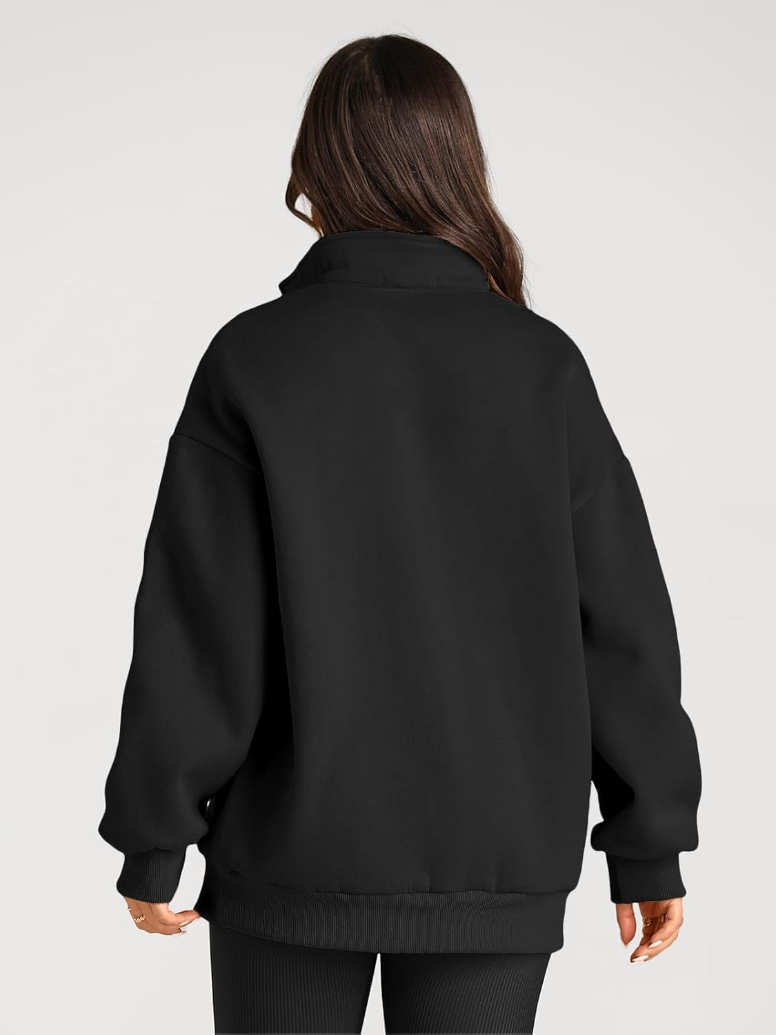 Women’s Oversized Half-Zip Pullover – Cozy Fleece Hoodie with Drop Shoulder & Quarter-Zip Design – Casual Fall and Winter Sweatshirt
