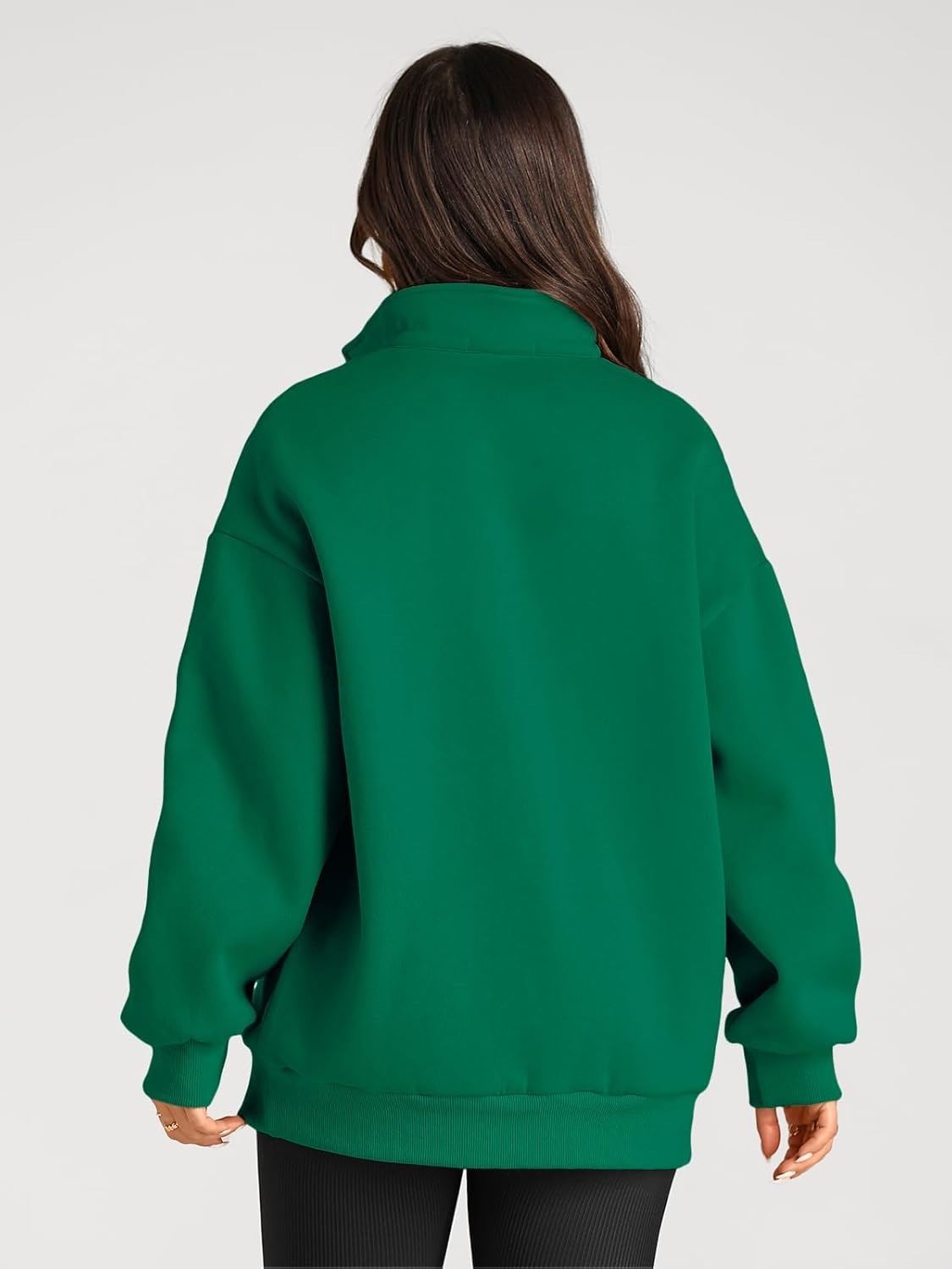 Women’s Oversized Half-Zip Pullover – Cozy Fleece Hoodie with Drop Shoulder & Quarter-Zip Design – Casual Fall and Winter Sweatshirt